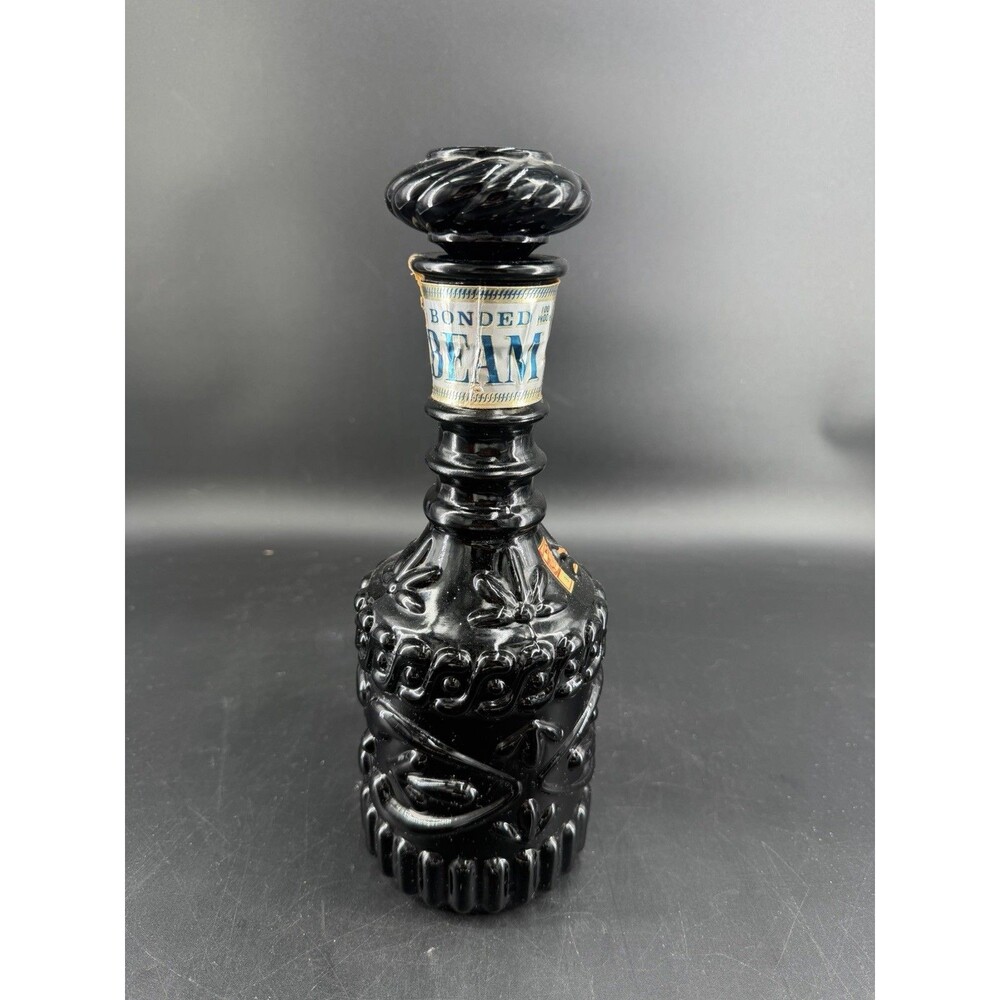 Jim Beam Vintage Glass Liquor Bottle Decanter With Cork Lid Stopper KY DRB 230